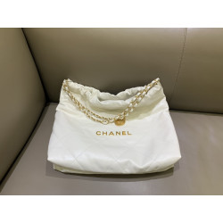 지존샵 샤넬 22백 스몰 미듐 샤이니 카프스킨 화이트 골드 浩浩 35CM/39CM