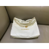 지존샵 샤넬 22백 스몰 미듐 샤이니 카프스킨 화이트 골드 浩浩 35CM/39CM