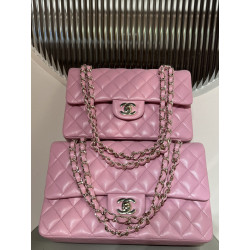 샤넬 지존샵 浩浩 20CM/23CM/25CM (클래식 플랩 크로스백 램스킨 핑크색)