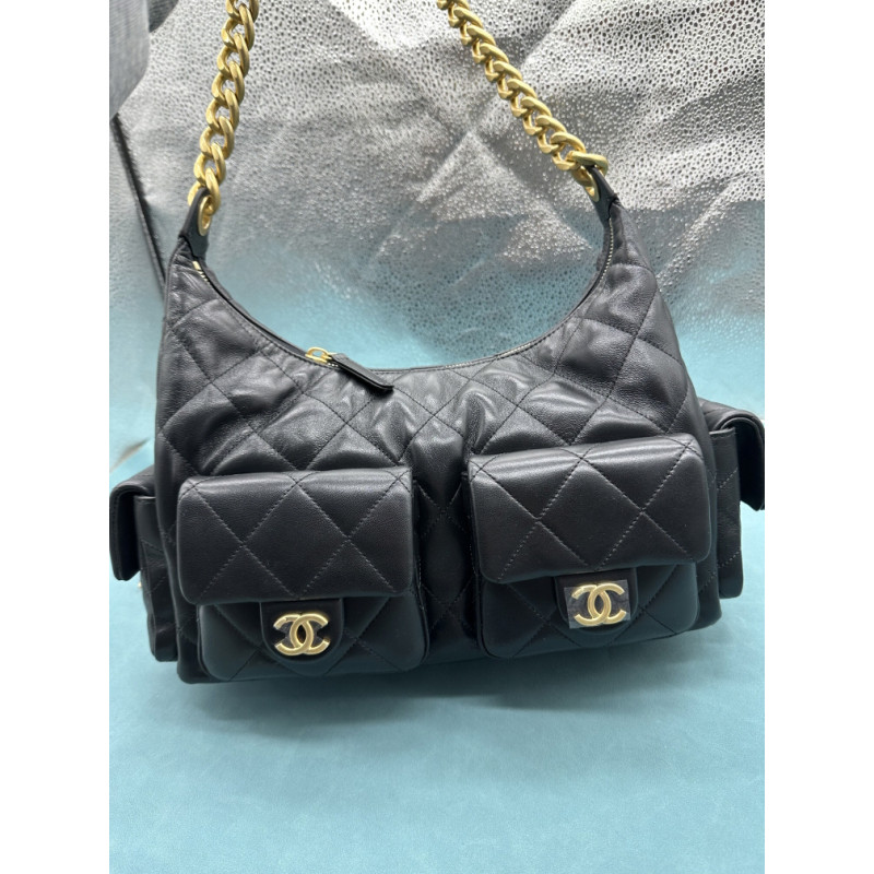 샤넬 지존샵 浩浩  22CM/27CM(맥시 호보 백 램스 골드 메탈 블랙 AS5302)