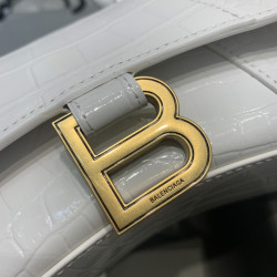 발렌시아가 아워클래스 크로커다일 엠보싱 핸드백 화이트 19CM
