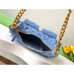 샤넬 라지 호보백 워시드 데님 & 골드 메탈 블루  22CM/27CM