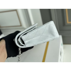 샤넬 클래식 미디엄 더블 플랩백 25CM 캐비어 화이트 은장