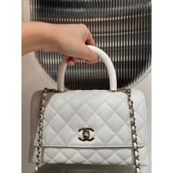 지존샵 샤넬 캐비어 코코핸들 화이트 스몰 浩浩 24CM