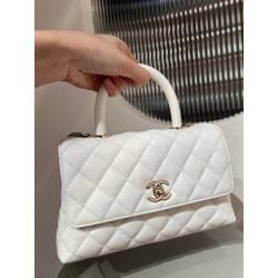 지존샵 샤넬 캐비어 코코핸들 화이트 스몰 浩浩 24CM