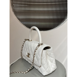 지존샵 샤넬 캐비어 코코핸들 화이트 스몰 浩浩 24CM