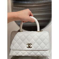 지존샵 샤넬 캐비어 코코핸들 화이트 스몰 浩浩 24CM