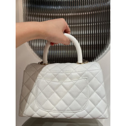 지존샵 샤넬 캐비어 코코핸들 화이트 스몰 浩浩 24CM