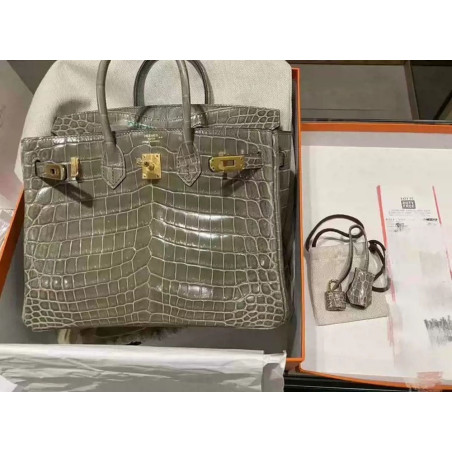 에르메스 버킨백 오리지날 악어가죽 (Hermes Birkin 81 gris tourterelle) 小熊 25CM 尼罗