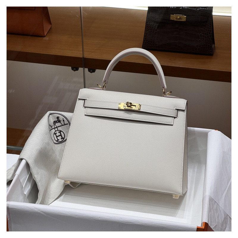 에르메스 25CM 수공방 手工 奶昔白