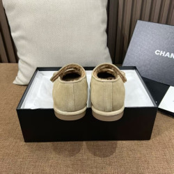 샤넬 스웨이드 시어링 메리제인 플랫 슈즈