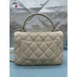 지존샵 샤넬 트렌디 CC 베이지 램스킨 골드 메탈 탑 핸들 백 25CM