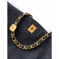 샤넬 맥시 플랩 백 워시드 데님 & 골드 톤 메탈 블랙 가방