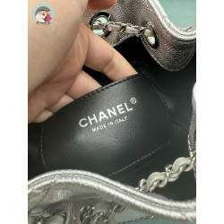 지존샵 샤넬 25 미니백 메탈릭 그레인드 카프스킨, 실버 메탈, 실버