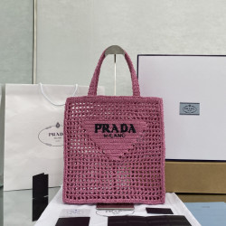 프라다(PRADA) 뜨개가방 라피아 크로셰 토트백...