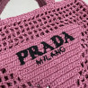 프라다(PRADA) 뜨개가방 라피아 크로셰 토트백 숄더백 네트백 페탈핑크 1BG393 1BG444