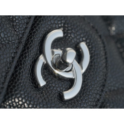 팬더샵 샤넬 클래식 점보 플랩백 은장 Chanel Classic Flap Jumbo | Pebbled Black and Silver Metal 30CM