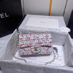 샤넬 트위드 클래식 플랩백 금장 Chanel...