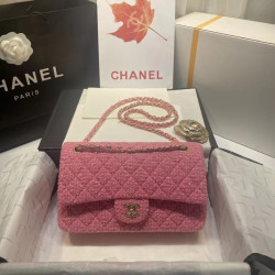 샤넬 트위드 클래식 미듐 플랩백 금장 Chanel...