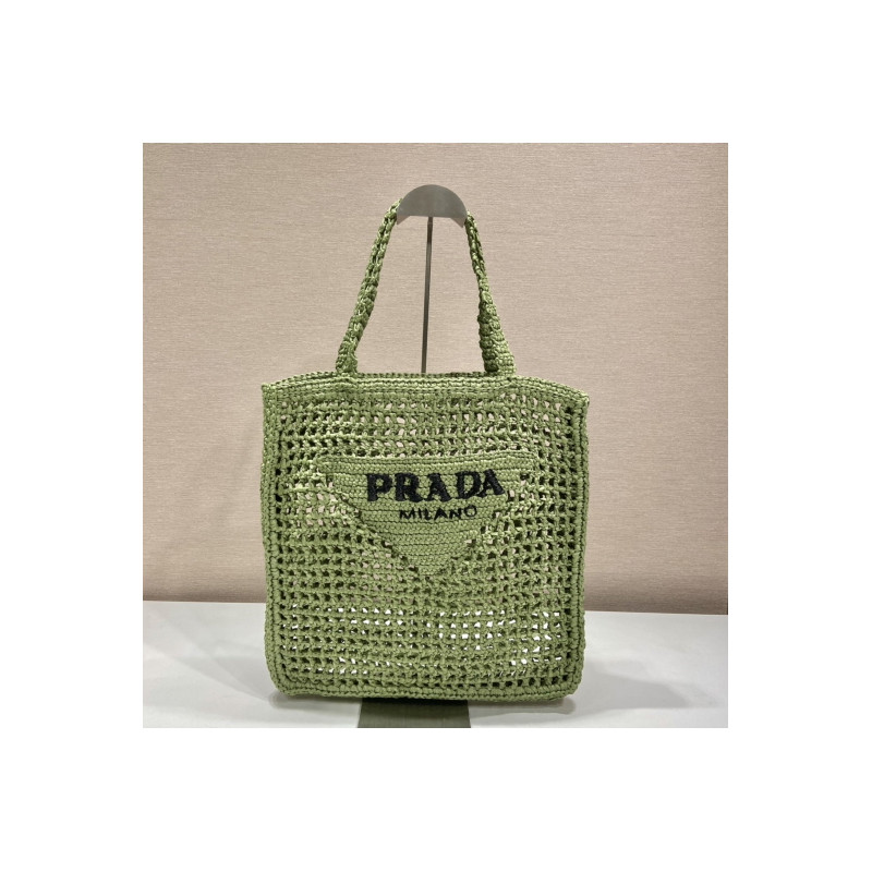 프라다(PRADA) 뜨개가방 라피아 크로셰 토트백 숄더백 네트백 아쿠아 1BG393 1BG444 36CM X 38CM X3CM