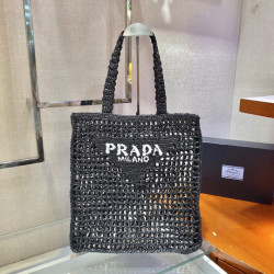 프라다(PRADA) 뜨개가방 라피아 크로셰 토트백...