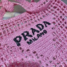 프라다(PRADA) 뜨개가방 라피아 크로셰 토트백 숄더백 네트백 페탈핑크 1BG393 1BG444 36CM X 38CM X3CM