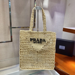 프라다(PRADA) 뜨개가방 라피아 크로셰 토트백...