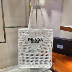 프라다(PRADA) 뜨개가방 라피아 크로셰 토트백...