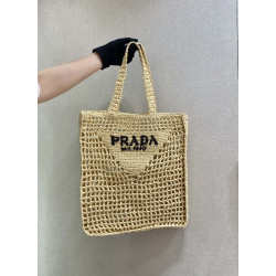 프라다(PRADA) 뜨개가방 라피아 크로셰 토트백 숄더백 네트백 내추럴 1BG393 1BG444 36CM X 38CM X3CM