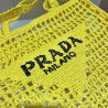 프라다(PRADA) 뜨개가방 라피아 크로셰 토트백 숄더백 네트백 유자노랑 1BG393 1BG44 36CM X 38CM X3CM