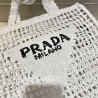 프라다(PRADA) 뜨개가방 라피아 크로셰 토트백 숄더백 네트백 화이트 1BG393 1BG444 36CM X 38CM X3CM