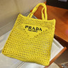 프라다(PRADA) 뜨개가방 라피아 크로셰 토트백 숄더백 네트백 유자노랑 1BG393 1BG44 36CM X 38CM X3CM