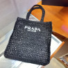 프라다(PRADA) 뜨개가방 라피아 크로셰 토트백 숄더백 네트백 블랙 1BG393 1BG444 36CM X 38CM X3CM