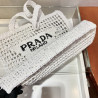 프라다(PRADA) 뜨개가방 라피아 크로셰 토트백 숄더백 네트백 화이트 1BG393 1BG444 36CM X 38CM X3CM