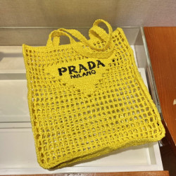 프라다(PRADA) 뜨개가방 라피아 크로셰 토트백 숄더백 네트백 유자노랑 1BG393 1BG44 36CM X 38CM X3CM