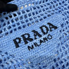 프라다(PRADA) 뜨개가방 라피아 크로셰 토트백 숄더백 네트백 라이트블루 1BG393 1BG444 36CM X 38CM X3CM