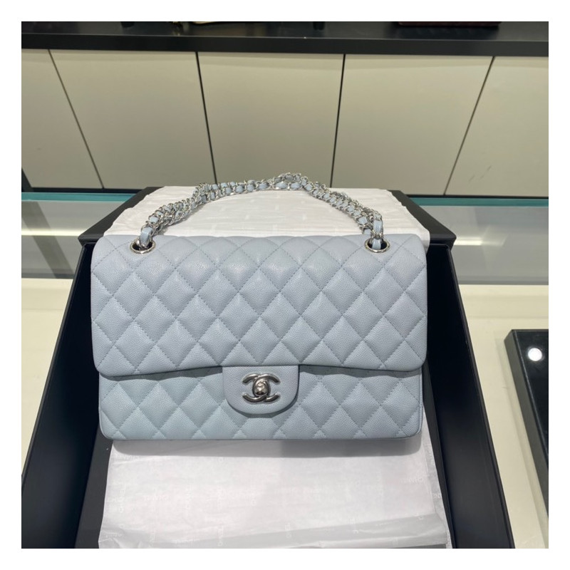 샤넬 클래식 미듐 플랩백 캐비어 은장 Chanel Classic Flap Medium | Silver Metal  25CM