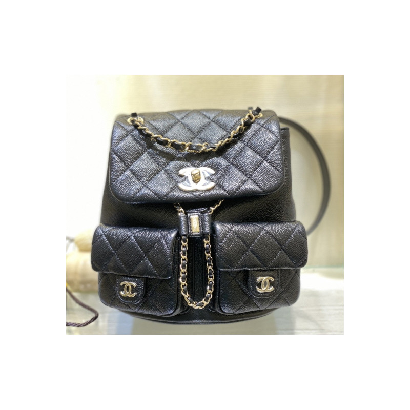 샤넬 듀마 투포켓 백팩 스몰 블랙 AS3787   CHANEL  16.5CM