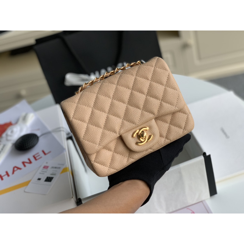 샤넬 클래식 미니 캐비어 플랩백 금장 Chanel MINI Classic Flap BAG Gold-Tone Metal  17CM