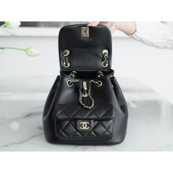 팬더샵 샤넬 램스킨 듀마백팩 블랙-CHANEL SMALL DUMA POCKETS DRAWSTRING BACKPACK AS2908