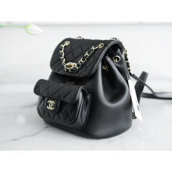 팬더샵 샤넬 램스킨 듀마백팩 블랙-CHANEL SMALL DUMA POCKETS DRAWSTRING BACKPACK AS2908