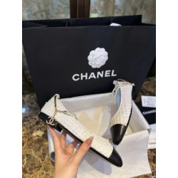 샤넬 투톤 발레리나 진주 메리제인 플랫슈즈 G38986 CHANEL-해피샵