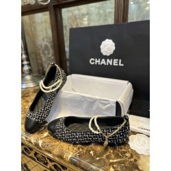 샤넬 투톤 발레리나 진주 메리제인 플랫슈즈 G38986 CHANEL-해피샵