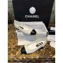 샤넬 투톤 발레리나 진주 메리제인 플랫슈즈 G38986 CHANEL-해피샵