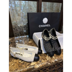 샤넬 투톤 발레리나 진주 메리제인 플랫슈즈 G38986 CHANEL-해피샵