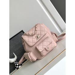 샤넬 23K 캐비어 듀마 쓰리포켓 연분홍 백팩 CHANEL 19.5CM