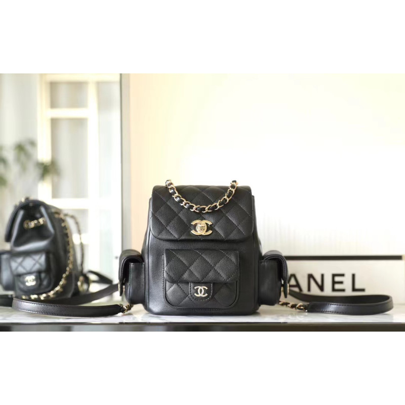 샤넬 23K 캐비어 듀마 쓰리포켓 백팩 CHANEL-枫叶 19.5CM