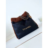 샤넬 22백 램스킨 브라운 양털 스웨이드 Chanel 22 Handbag in Black Lambskin, Brown Shearling Suede 35CM