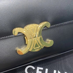 셀린느 틴 트리옹프백 샤이니 카프스킨-블랙프레임 20CM X 10CM X 4CM