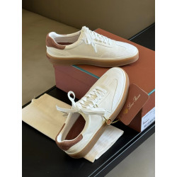 로로피아나(Loro Piana) 테니스 워크 디어스킨 스니커즈 화이트/퀴멜